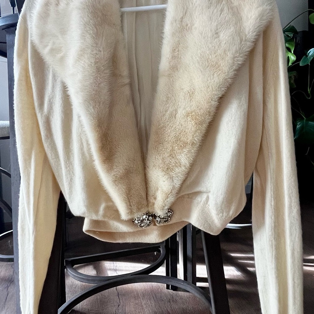 Pringle of Scotland Cashmere fur trimmed cardigan